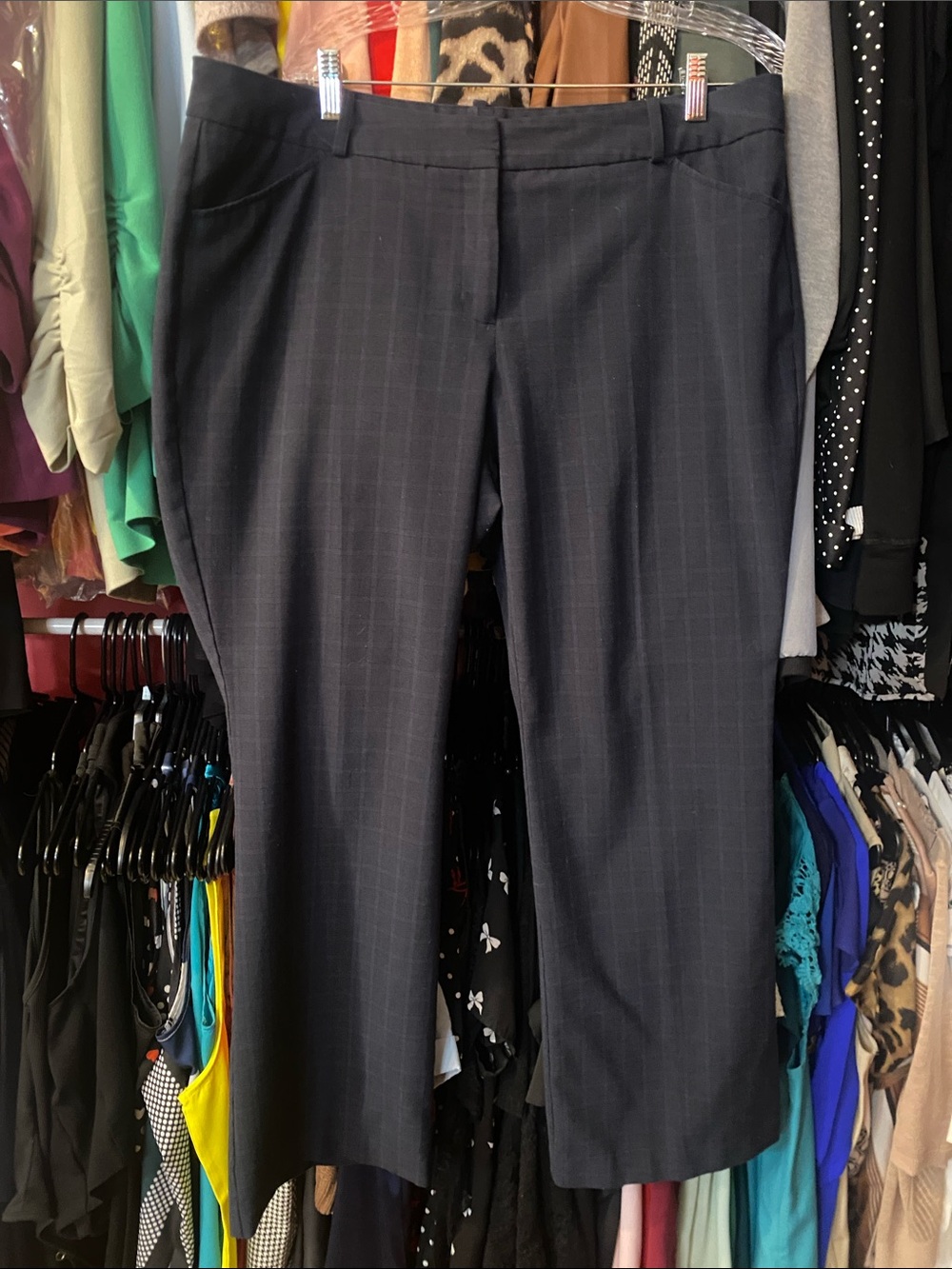 Classic Navy Blue Pinstripe Dress Pants
